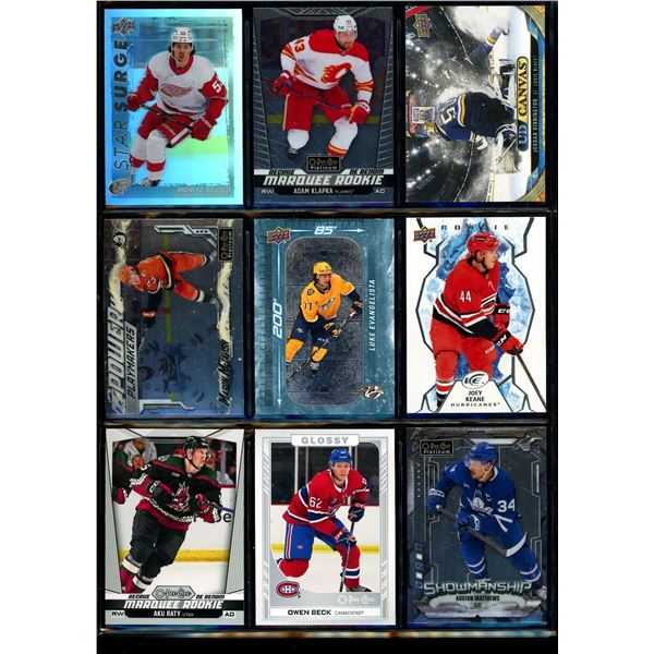 Lot of 9 Various Hockey Inserts or Rookie Cards Various Teams & Players