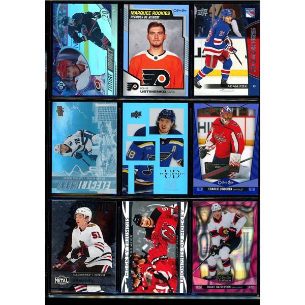 Lot of 9 Various Hockey Inserts or Rookie Cards Various Teams & Players