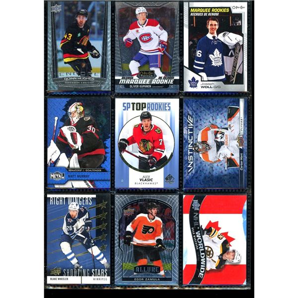 Lot of 9 Various Hockey Inserts or Rookie Cards Various Teams & Players