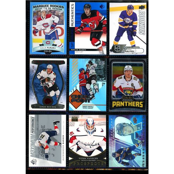 Lot of 9 Various Hockey Inserts or Rookie Cards Various Teams & Players
