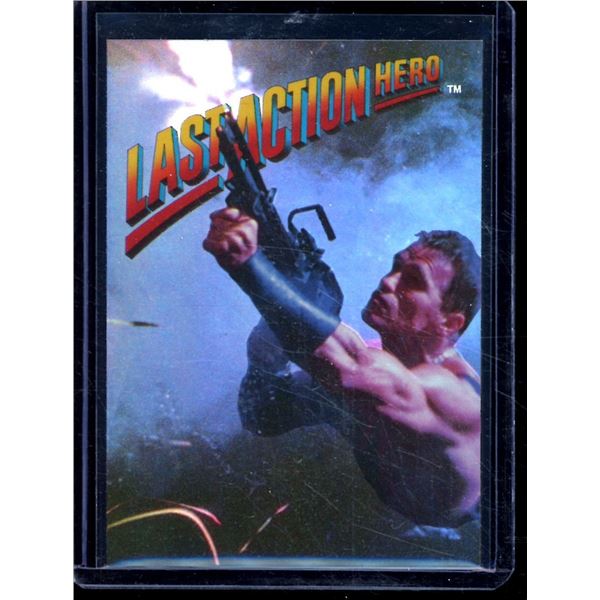 1993 Topps Last Action Hero Holofoil #1 Slater holding pistol