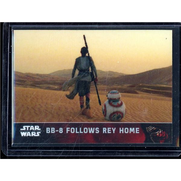 2016 Topps Chrome Star Wars The Force Awakens Refractors #26 BB-8 Follows Rey Home
