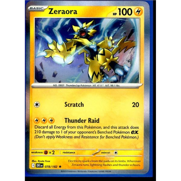 Pokemon Zeraora - 078/182 - Rare HOLO Destined Rivals