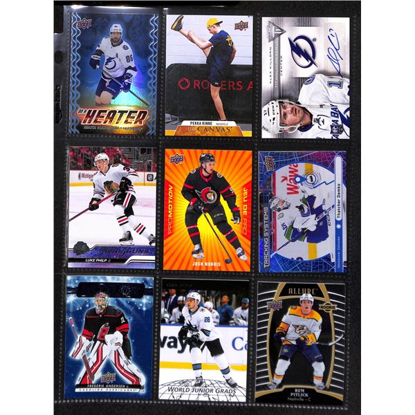Lot of 9 Various Hockey Inserts or Rookie Cards Various Teams & Players