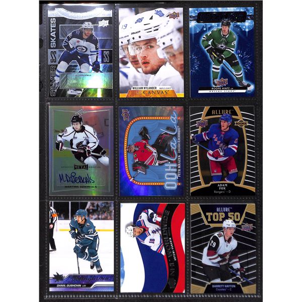 Lot of 9 Various Hockey Inserts or Rookie Cards Various Teams & Players