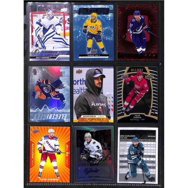 Lot of 9 Various Hockey Inserts or Rookie Cards Various Teams & Players