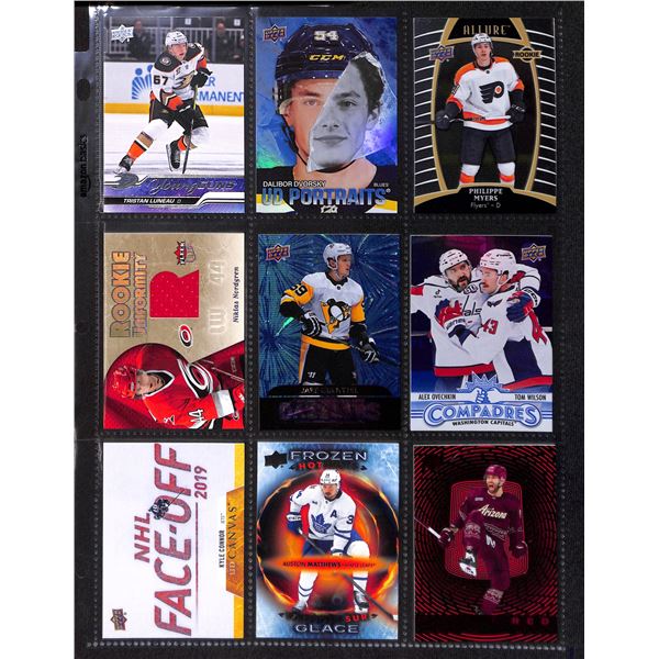 Lot of 9 Various Hockey Inserts or Rookie Cards Various Teams & Players