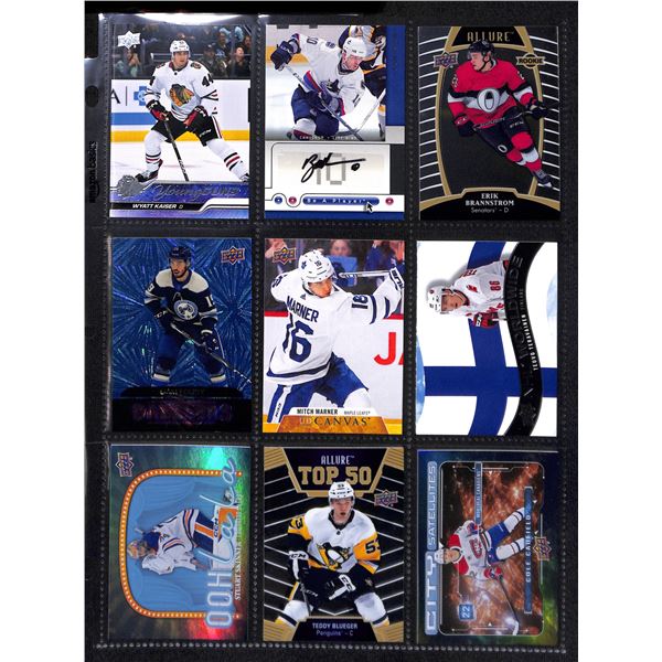 Lot of 9 Various Hockey Inserts or Rookie Cards Various Teams & Players