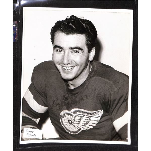 Vintage Original 8x10 Black & White Photo Detroit Red Wings Jimmy Orlando