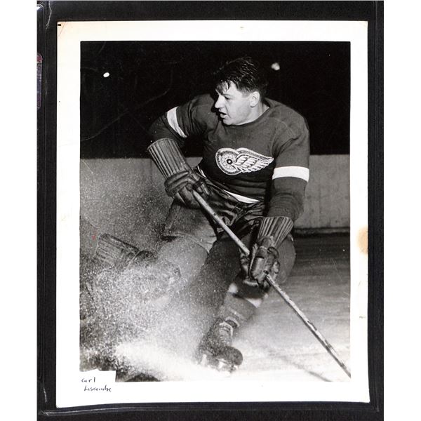 Vintage Original 8x10 Black & White Photo Detroit Red Wings Carl Liscombe