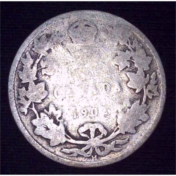 1902 Canadian Silver 25 Cent Coin