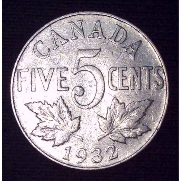 1932 Canadian 5 Cent Coin