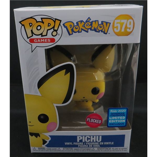 New Funko Pop Pokemon Pichu #579 Flocked (2020 Wonderous Convention Exclusive) BV $35