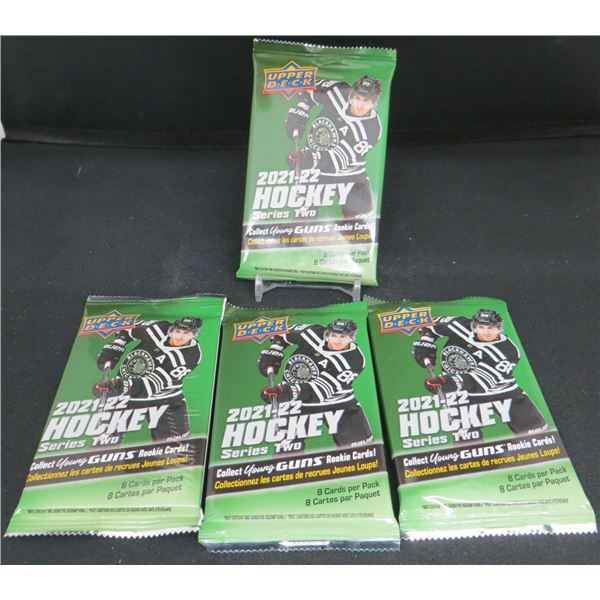 4 Sealed Packs of 2021-22 Upper Deck Hockey Series Two 8 cards per pack