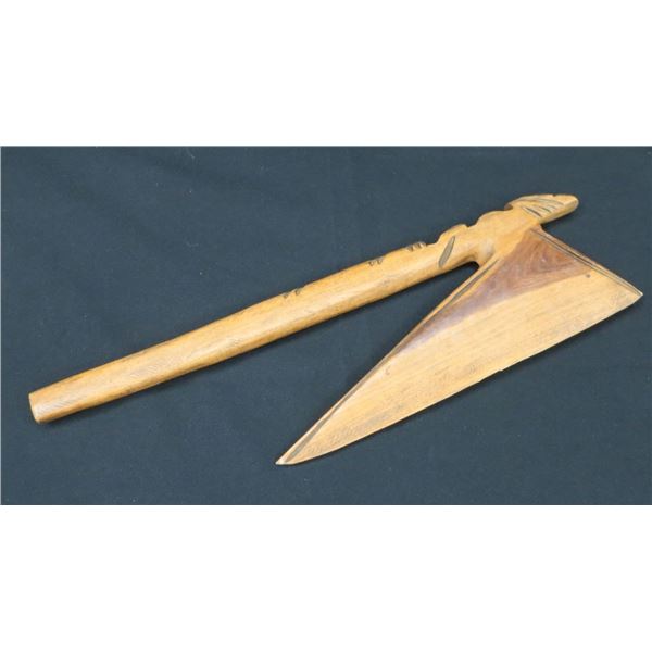 Hand Carved Wooden Hatchet 14" Tall