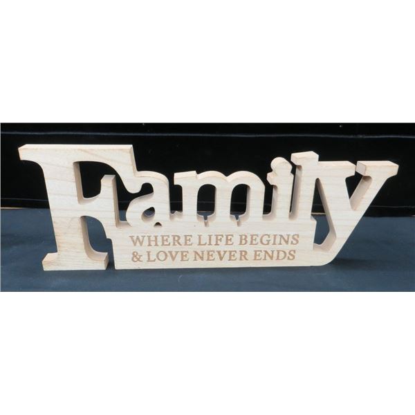 Wooden "Family" Mantel Display 18" Long 3" Wide & 6.5" Tall
