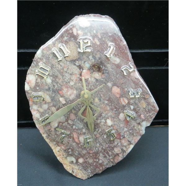 Vintage Agate Stone Wall Clock 10" tall x 9" Wide