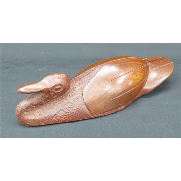 Hand Carved Wooden Mallard two Tone Duck 13" Long