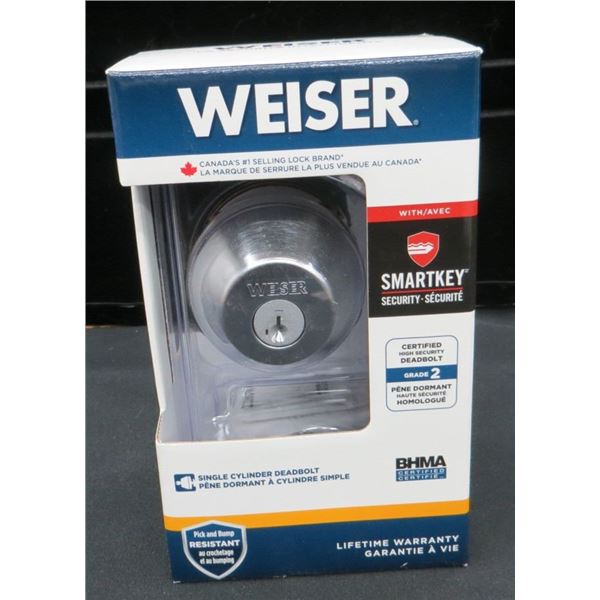 New Weiser Grade 2 Satin Chrome Round Deadbolt Lock Retails $45