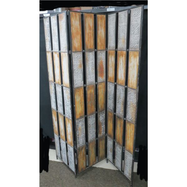 Tin Rustic Look 3 Panel Room Divider 69" Tall