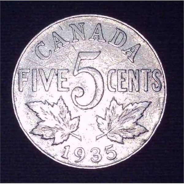 1935 Canadian 5 Cent Coin