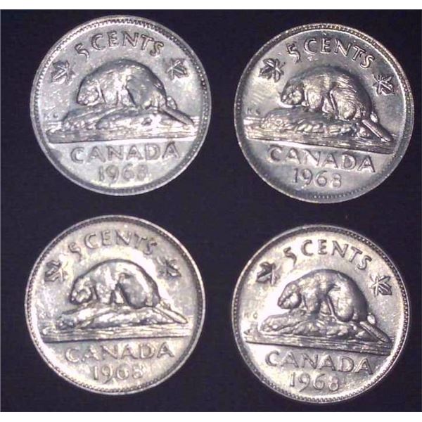 4x Canadian Nickels 1968