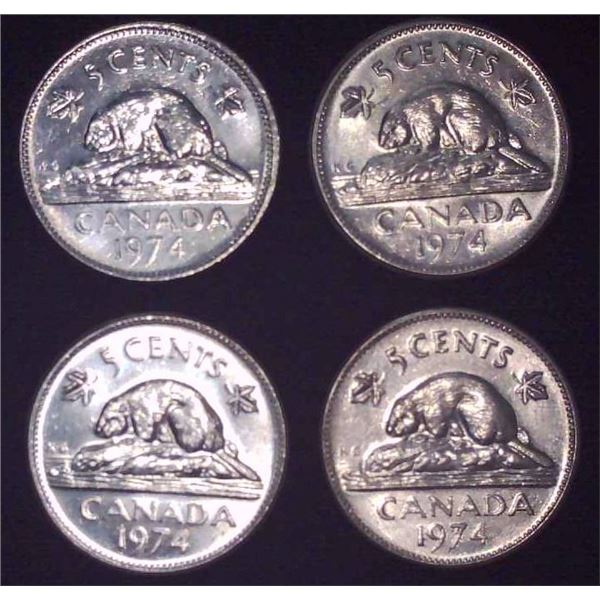 4x Canadian Nickels 1974