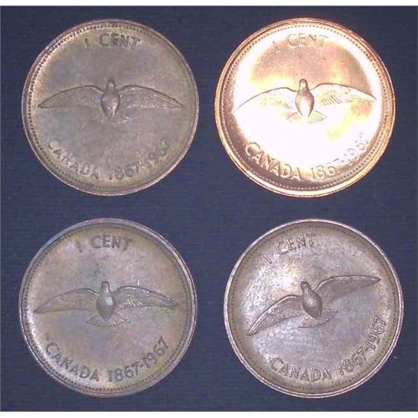 4x Canadian Pennies 1967