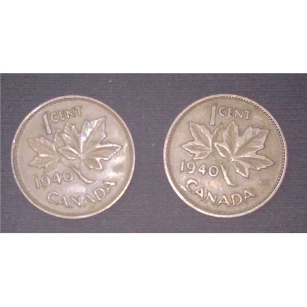 2x Canadian Pennies 1940