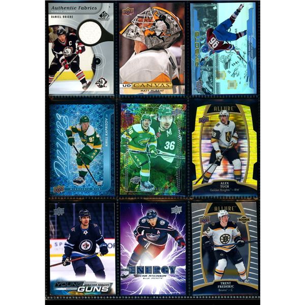 Lot of 9 Various Hockey Inserts or Rookie Cards Various Teams & Players
