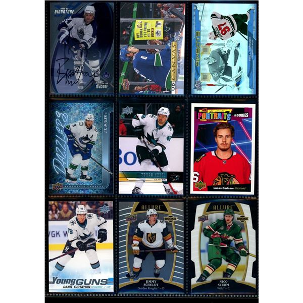 Lot of 9 Various Hockey Inserts or Rookie Cards Various Teams & Players