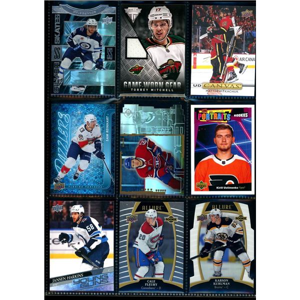 Lot of 9 Various Hockey Inserts or Rookie Cards Various Teams & Players