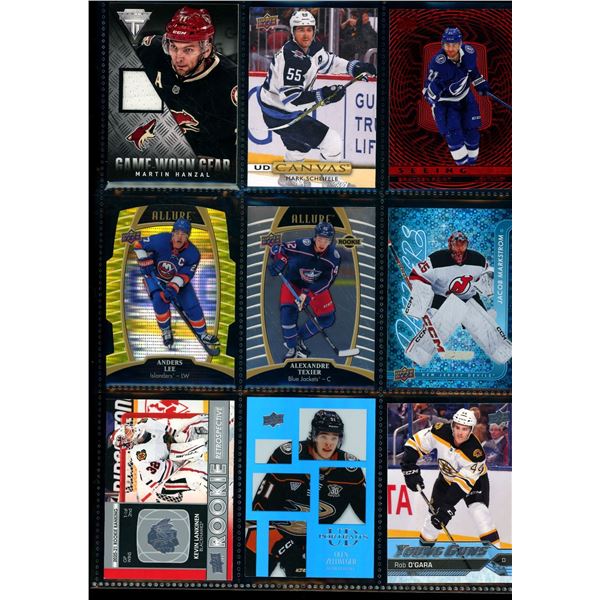 Lot of 9 Various Hockey Inserts or Rookie Cards Various Teams & Players