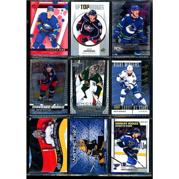 Lot of 9 Various Hockey Inserts or Rookie Cards Various Teams & Players