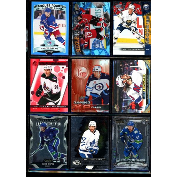 Lot of 9 Various Hockey Inserts or Rookie Cards Various Teams & Players