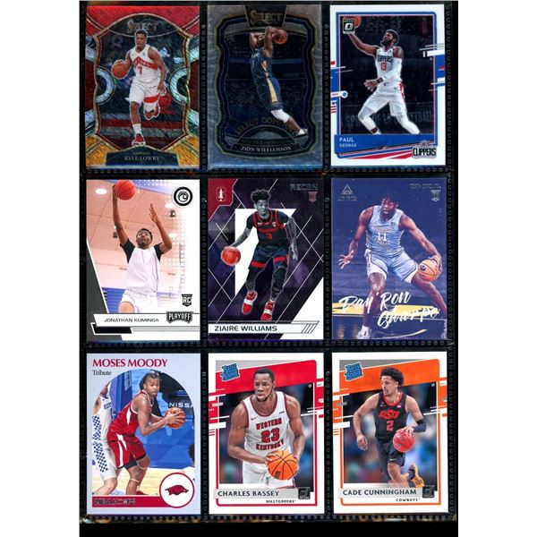 Lot of 9 Various Basketball Inserts and Rookie Collector Cards