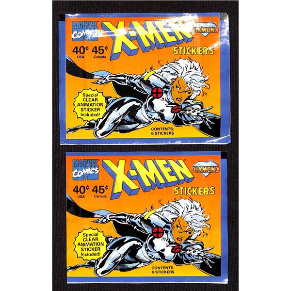 2 Sealed Packs Of Marvel X-Men Diamond Stickers Including One Clear Animation Sticker Per Pack