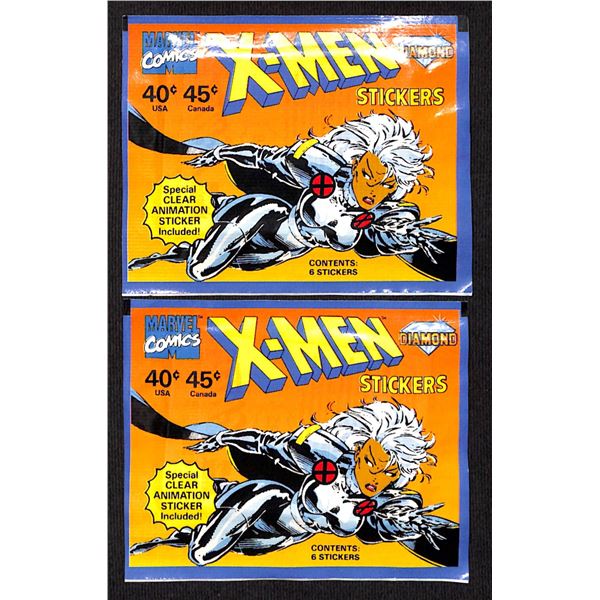 2 Sealed Packs Of Marvel X-Men Diamond Stickers Including One Clear Animation Sticker Per Pack