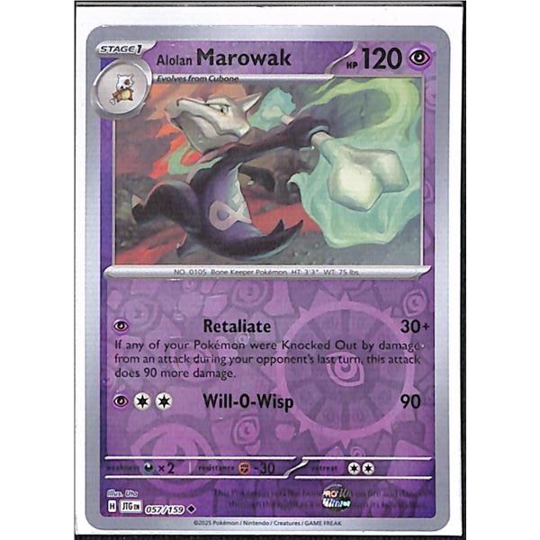 Pokemon Alolan Marowak - 057/159 - Uncommon Reverse Holo Journey Together