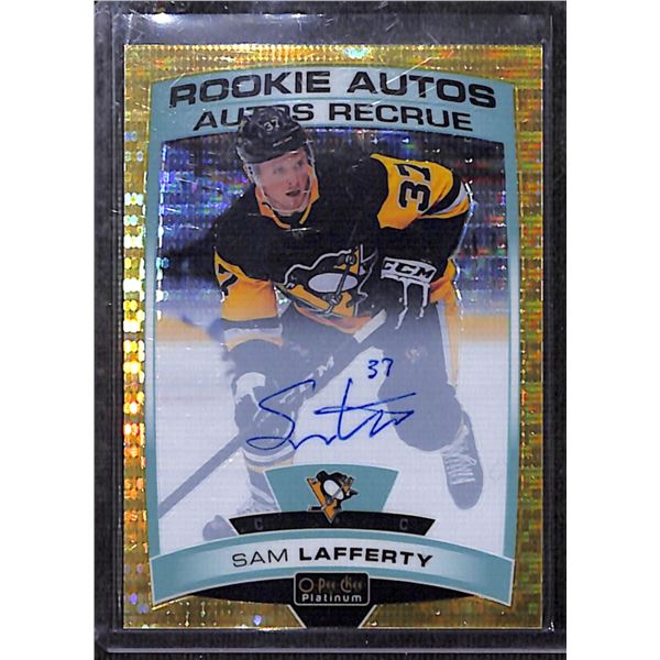 2019-20 O-Pee-Chee Platinum Rookie Autographs Seismic Gold Sam Lafferty 12/25 BV $100