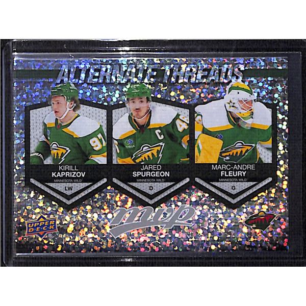 2023-24 Upper Deck MVP Alternate Threads Kirill Kaprizov/Jared Spurgeon/Marc-Andre Fleury