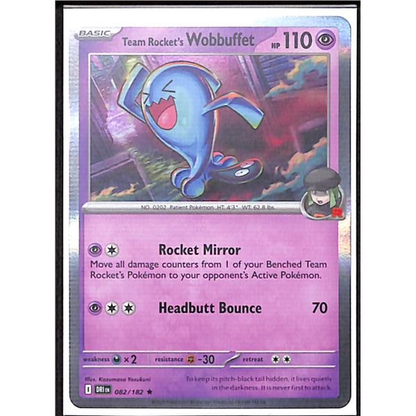 Pokemon Team Rocket's Wobbuffet - 082/182 - Rare Reverse Holo Destined Rivals