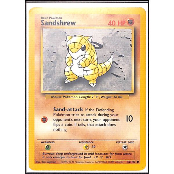 Pokemon Sandshrew - 62/102 - Common - Unlimited Edition