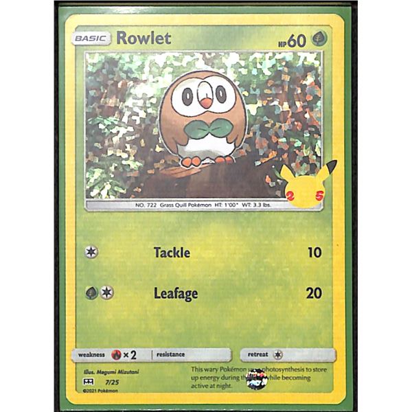 Pokemon Rowlet McDonald's 25th Anniversary Holo Promo 7/25