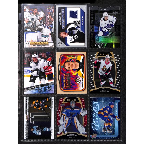 Lot of 9 Various Hockey Inserts or Rookie Cards Various Teams & Players