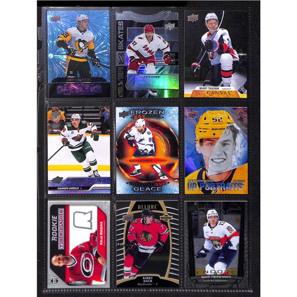 Lot of 9 Various Hockey Inserts or Rookie Cards Various Teams & Players