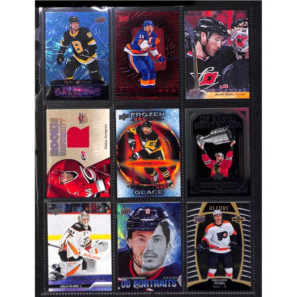 Lot of 9 Various Hockey Inserts or Rookie Cards Various Teams & Players