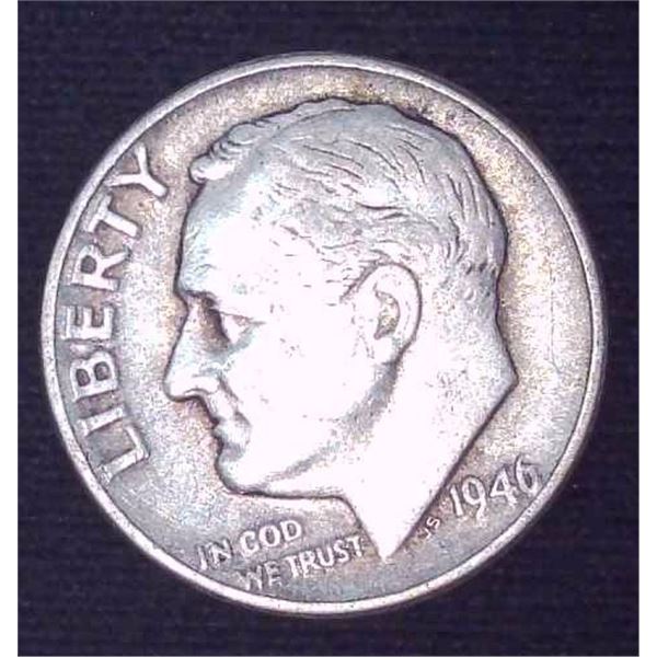 1946 USA Silver 10 Cent Coin