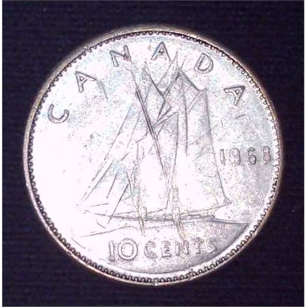 1968 Canadian Silver Dime (non-magnetic) 50% Silver