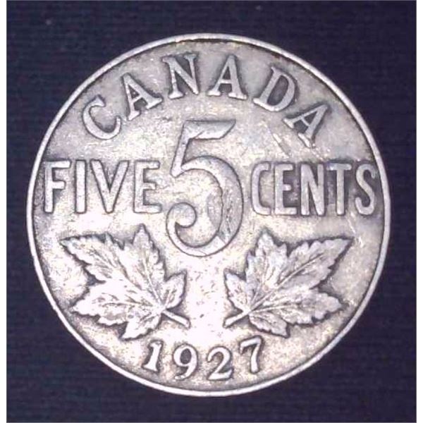 1927 Canadian 5 Cent Coin